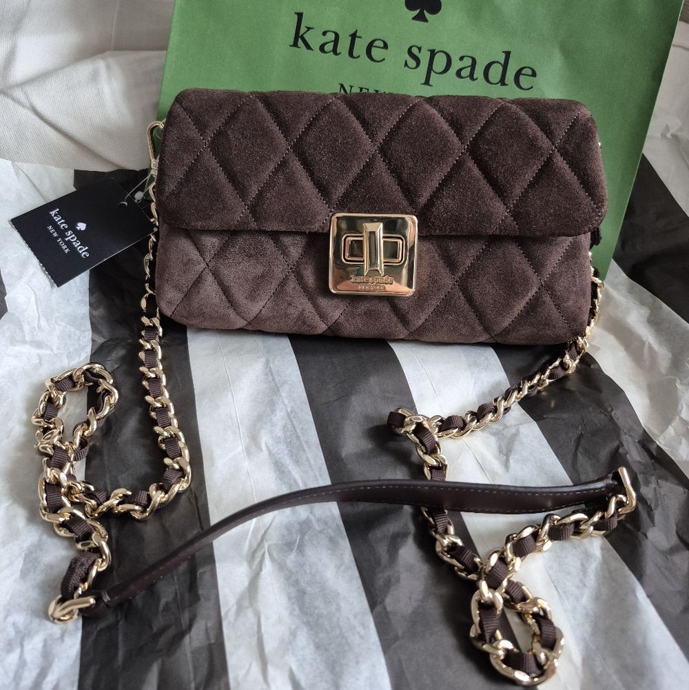 Kate Spade Brown Quilted Suede Bag